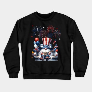 4th Of July Patriotic Gnomes Sunglasses American Fireworks Crewneck Sweatshirt